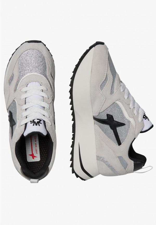 W6yz Sneakers in suede e tessuto tecnico con glitter Argento -ANNY 2 W Online