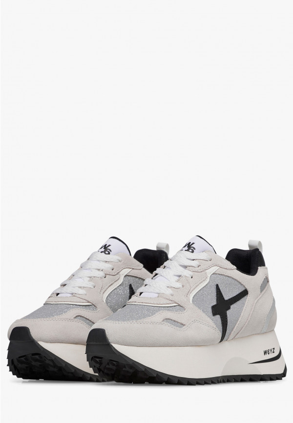 W6yz Sneakers in suede e tessuto tecnico con glitter Argento -ANNY 2 W Online