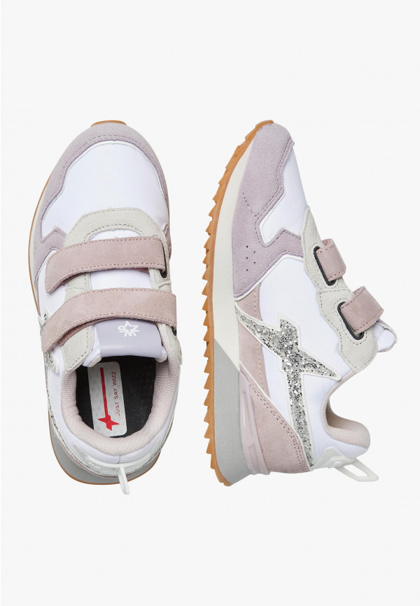 W6yz Sneakers in suede e tessuto tecnico Bianco-Lilla -JET VL-J Offerte