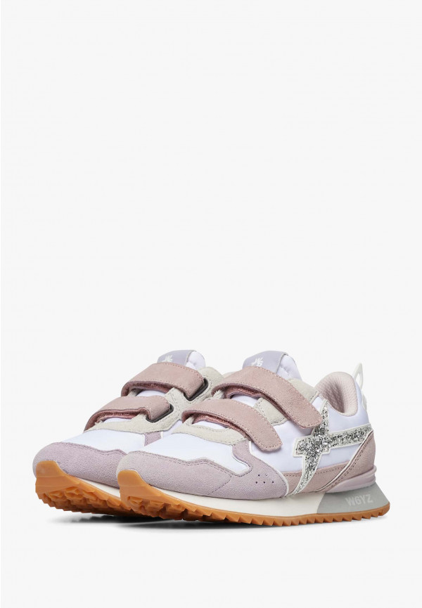 W6yz Sneakers in suede e tessuto tecnico Bianco-Lilla -JET VL-J Offerte