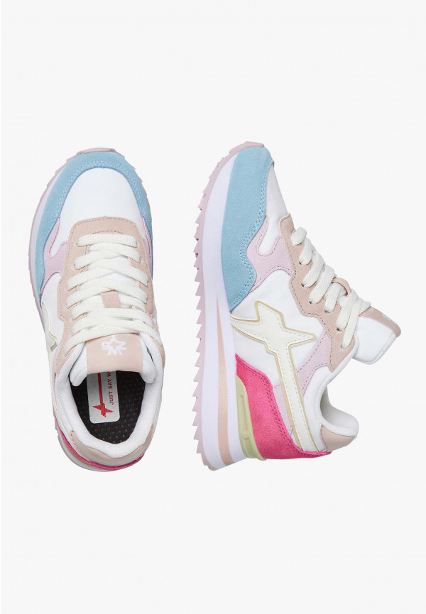 W6yz Sneakers in suede e tessuto tecnico Bianco-Rosa -YAK-J Hotsell