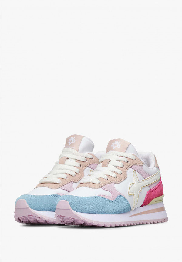W6yz Sneakers in suede e tessuto tecnico Bianco-Rosa -YAK-J Hotsell