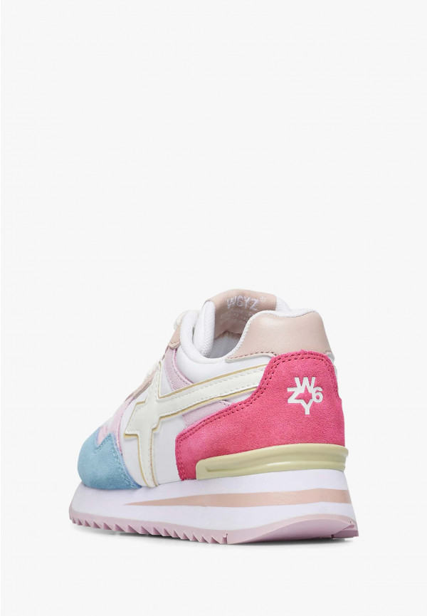 W6yz Sneakers in suede e tessuto tecnico Bianco-Rosa -YAK-J Hotsell