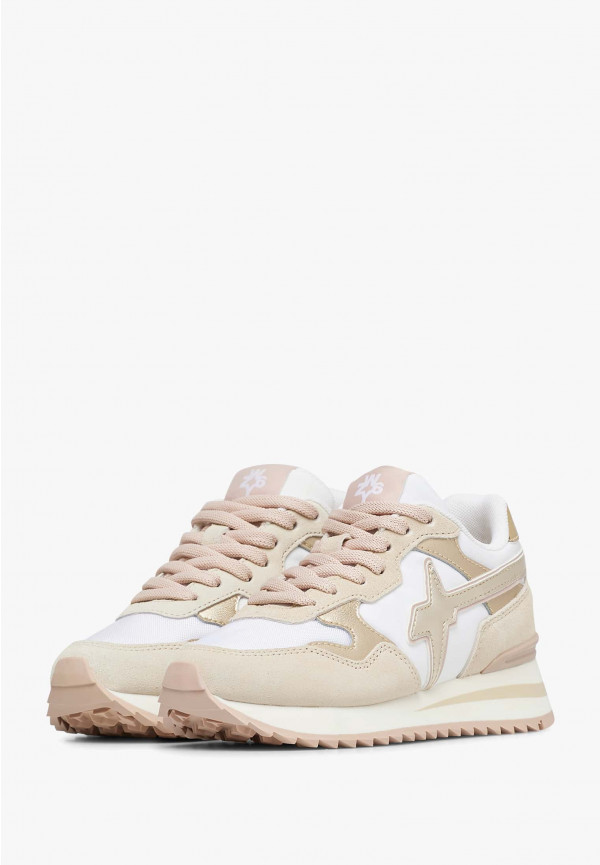 W6yz Sneakers in suede e tessuto tecnico Bianco-Beige -YAK-J Vendita Calda