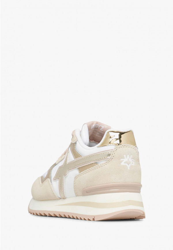 W6yz Sneakers in suede e tessuto tecnico Bianco-Beige -YAK-J Vendita Calda