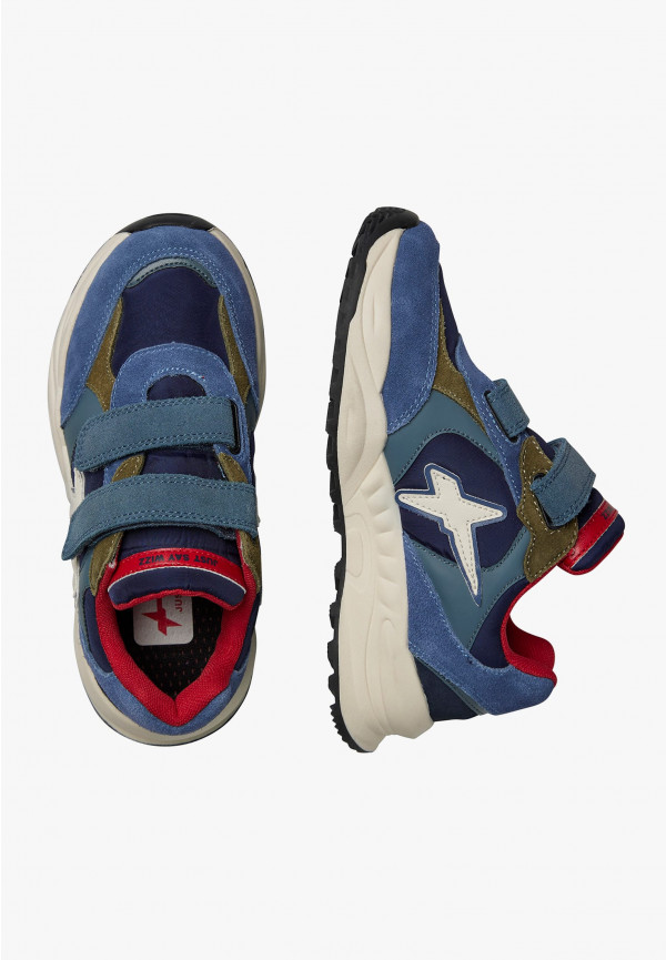 W6yz Sneakers in suede e tessuto tecnico Navy -CHEWINGUM JUNIOR VL Italia