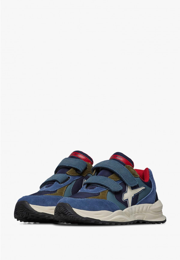 W6yz Sneakers in suede e tessuto tecnico Navy -CHEWINGUM JUNIOR VL Italia