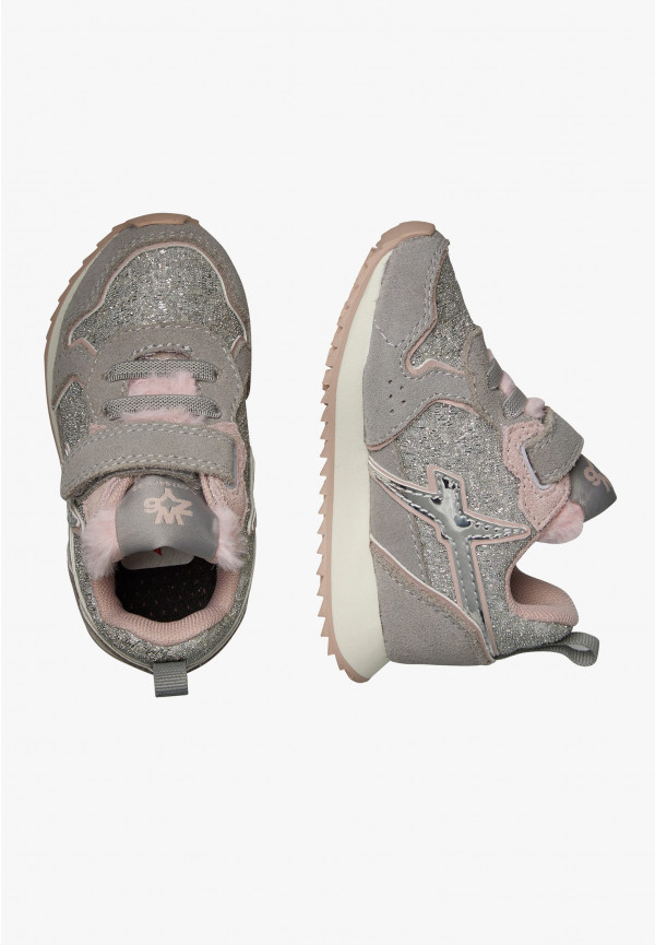 W6yz Sneaker in tessuto tecnico e suede Argento -JET-BABY Nuovo