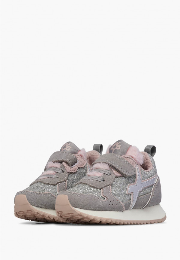 W6yz Sneaker in tessuto tecnico e suede Argento -JET-BABY Nuovo