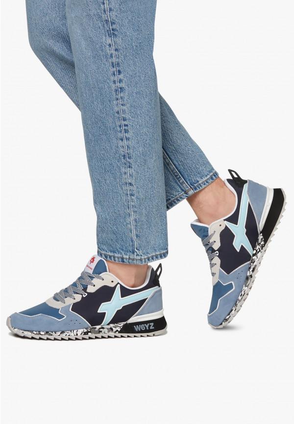 W6yz Sneakers in tessuto tecnico e suede Celeste -JET-M Convenienza