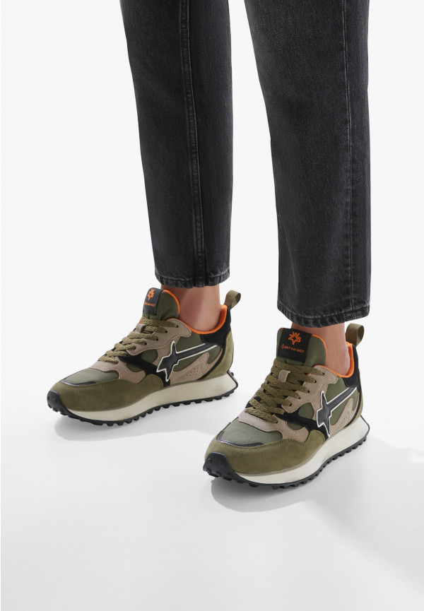 W6yz Sneakers in suede e tessuto tecnico Militare -LOOP-M Offerta