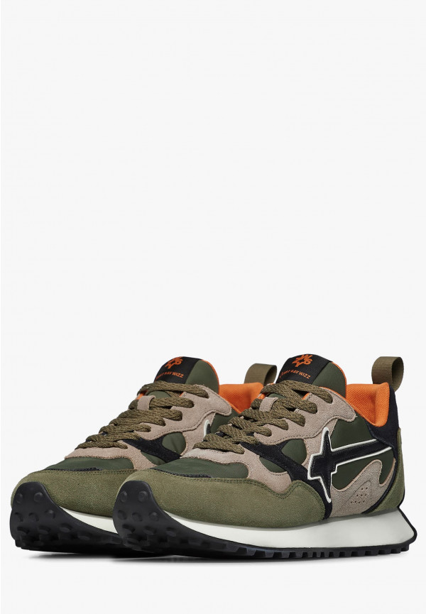 W6yz Sneakers in suede e tessuto tecnico Militare -LOOP-M Offerta
