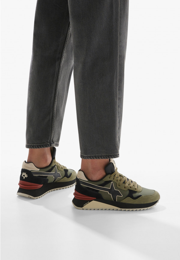 W6yz Sneakers in tessuto tecnico e suede Militare -YAK-M Outlet
