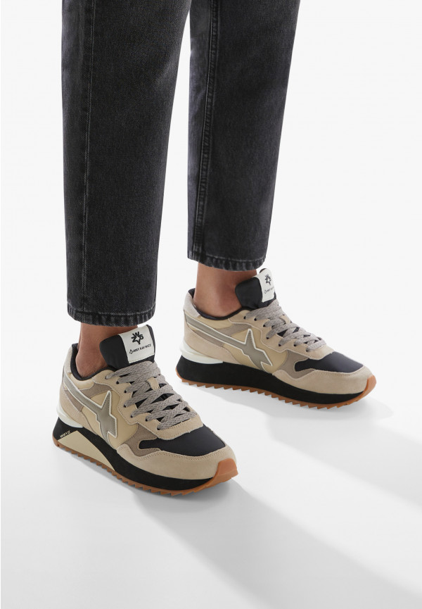 W6yz Sneakers in tessuto tecnico e suede Beige -YAK-M Saldi
