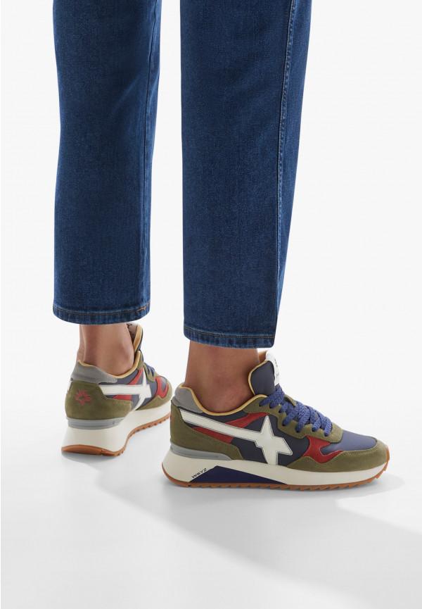W6yz Sneakers in tessuto tecnico e suede Blu scuro -YAK-M Vendita Calda