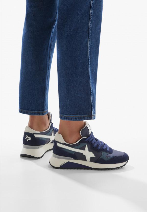 W6yz Sneakers in tessuto tecnico e suede Navy -YAK-M I Più Venduti