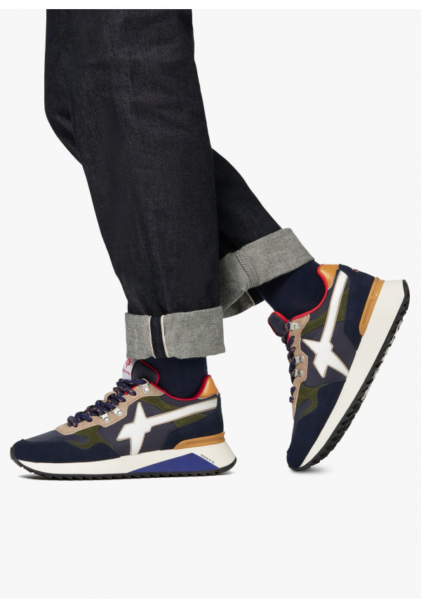 W6yz Sneakers in tessuto tecnico e suede Navy -YAK-M Negozio