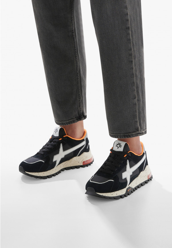 W6yz Sneakers in suede e tessuto tecnico Bianco-Nero -BREEZE 3-M Italia