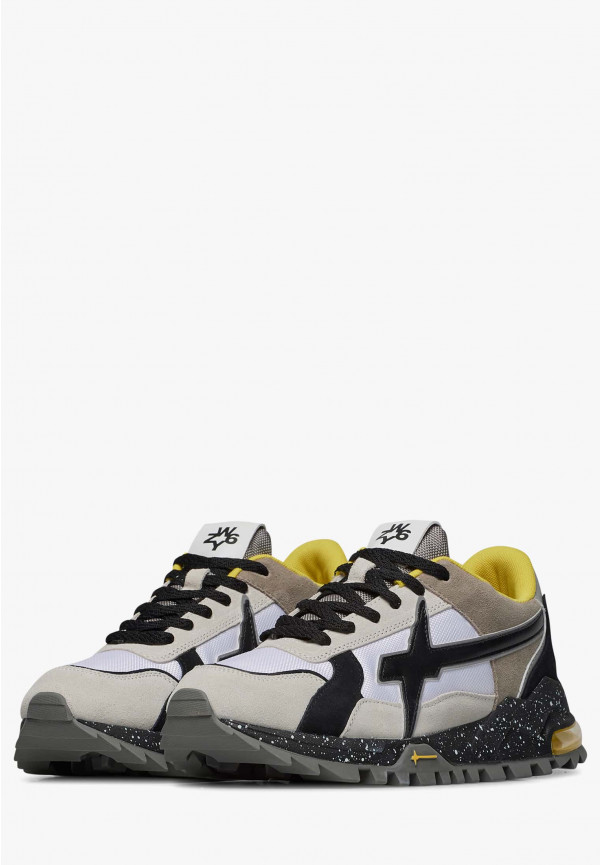W6yz Sneakers in suede e tessuto tecnico Bianco-Grigio -BREEZE 3-M In Linea