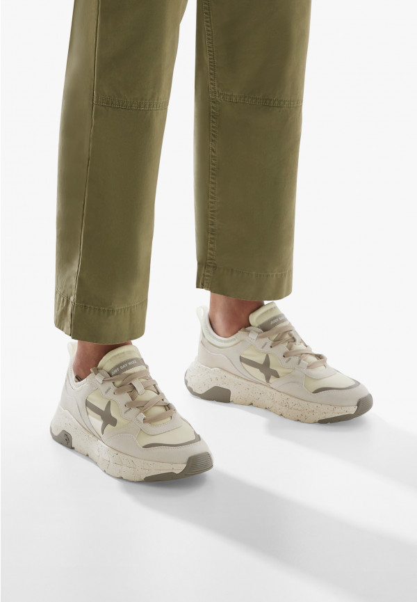 W6yz Sneakers in suede e tessuto tecnico Bianco panna -NEXT-M Vendita