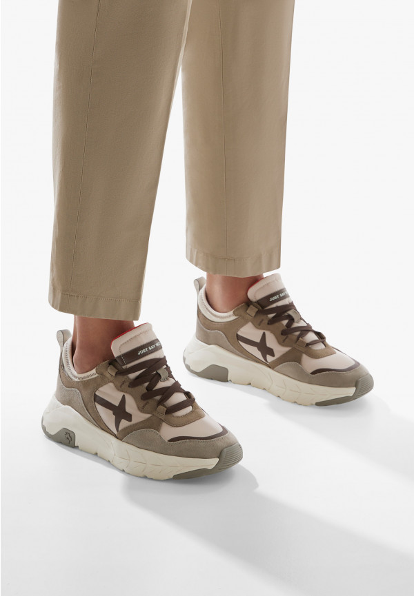 W6yz Sneakers in suede e tessuto tecnico Tortora -NEXT-M Promozione