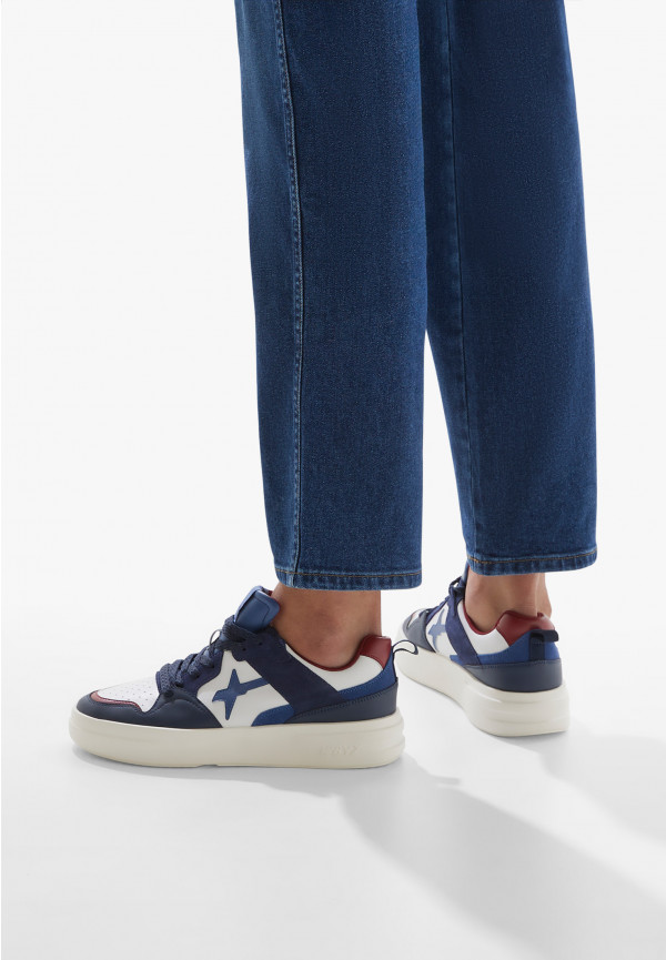 W6yz Sneakers in ecopelle e suede Bianco-Blu -BOND 2-M Qualità Garantita