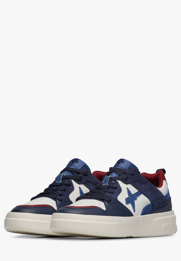 W6yz Sneakers in ecopelle e suede Bianco-Blu -BOND 2-M Qualità Garantita