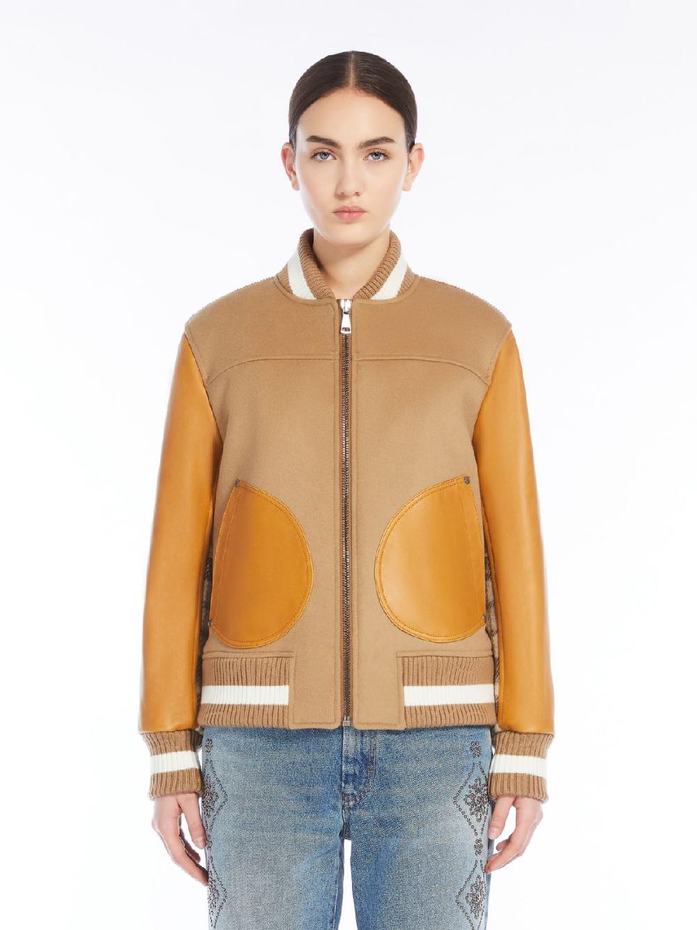 Weekend Bomber in lana velluto e pelle Spedizione Gratuita