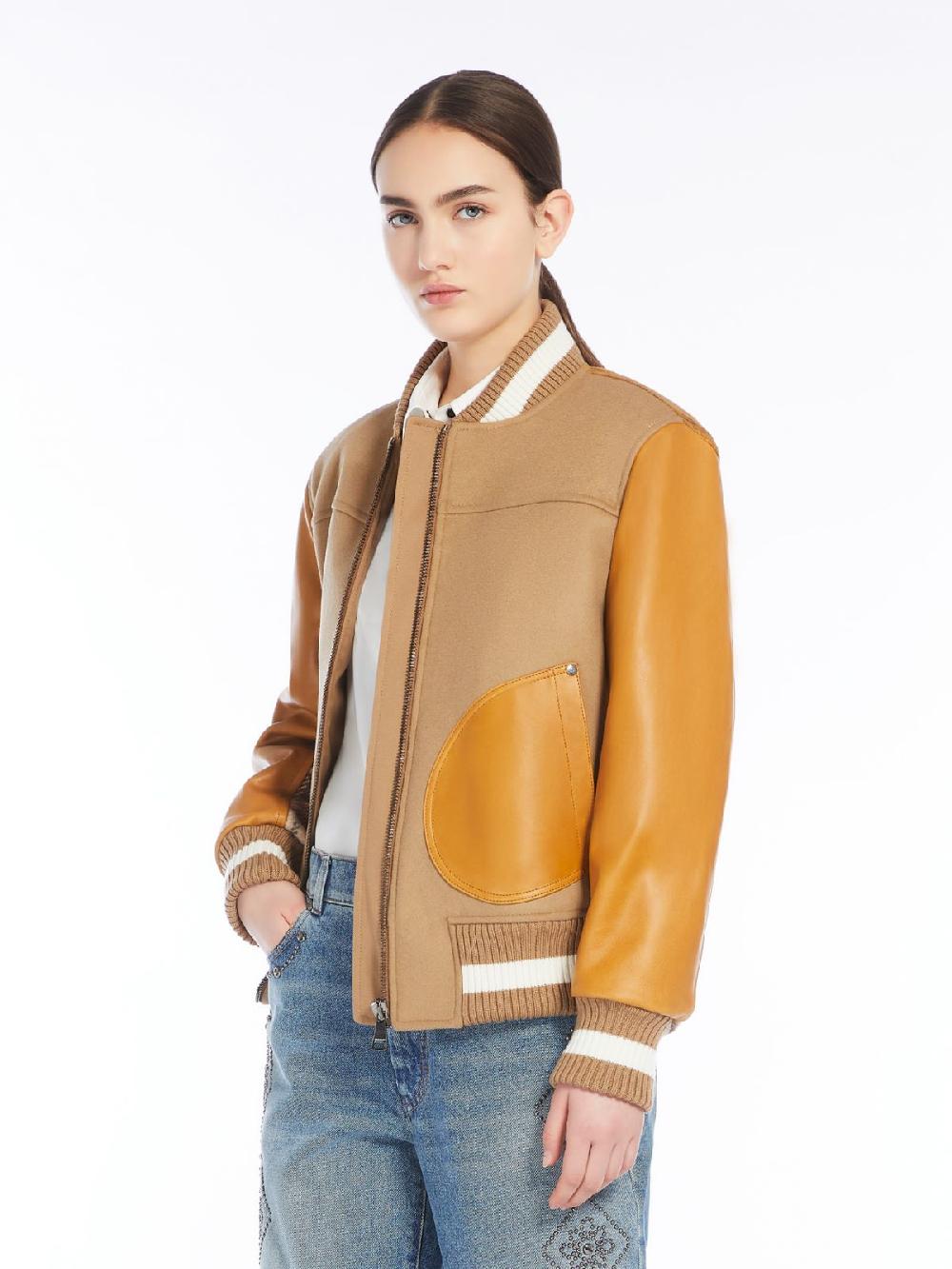 Weekend Bomber in lana velluto e pelle Spedizione Gratuita