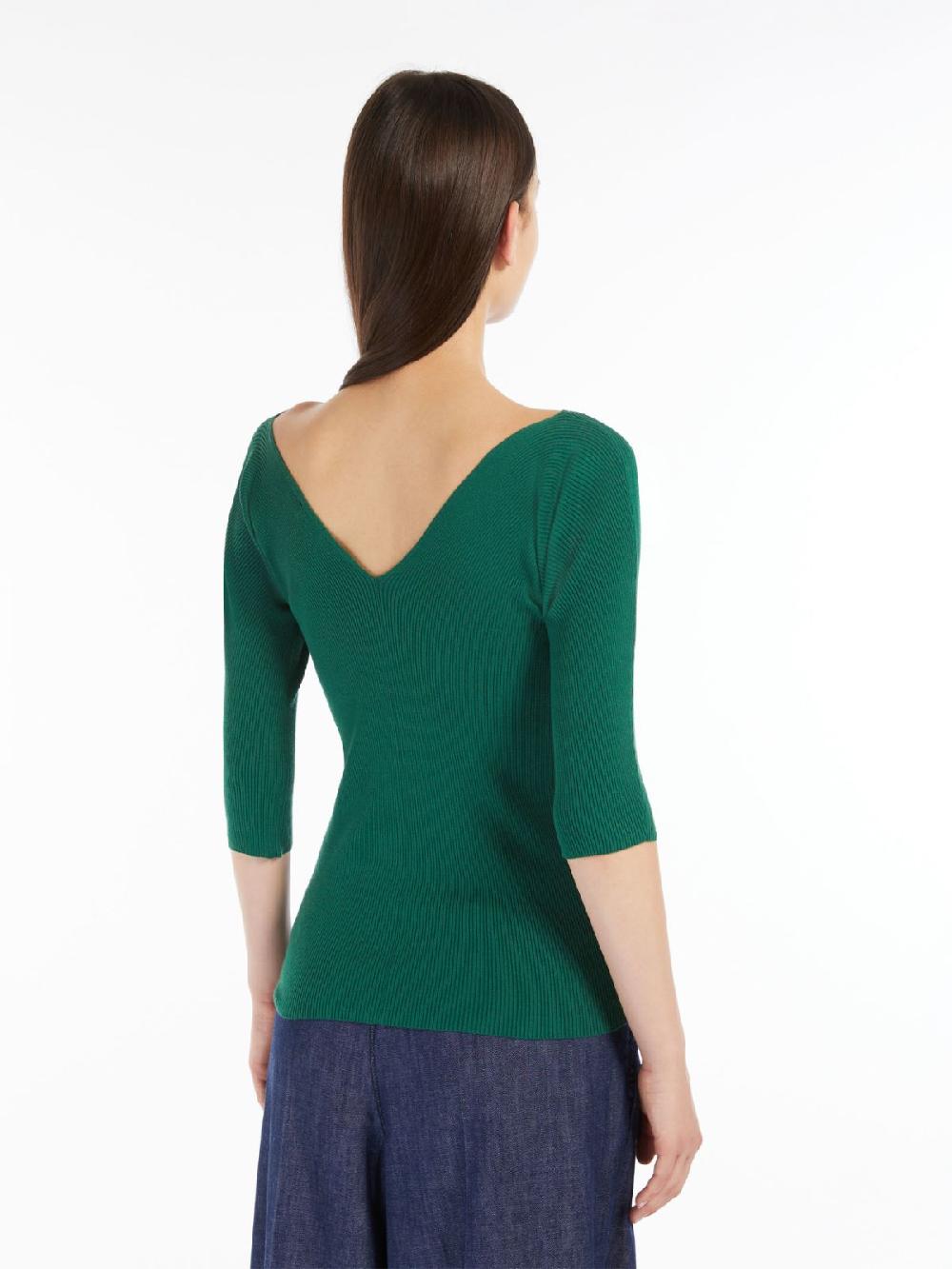 Weekend Maglia a V in viscosa a coste In Linea