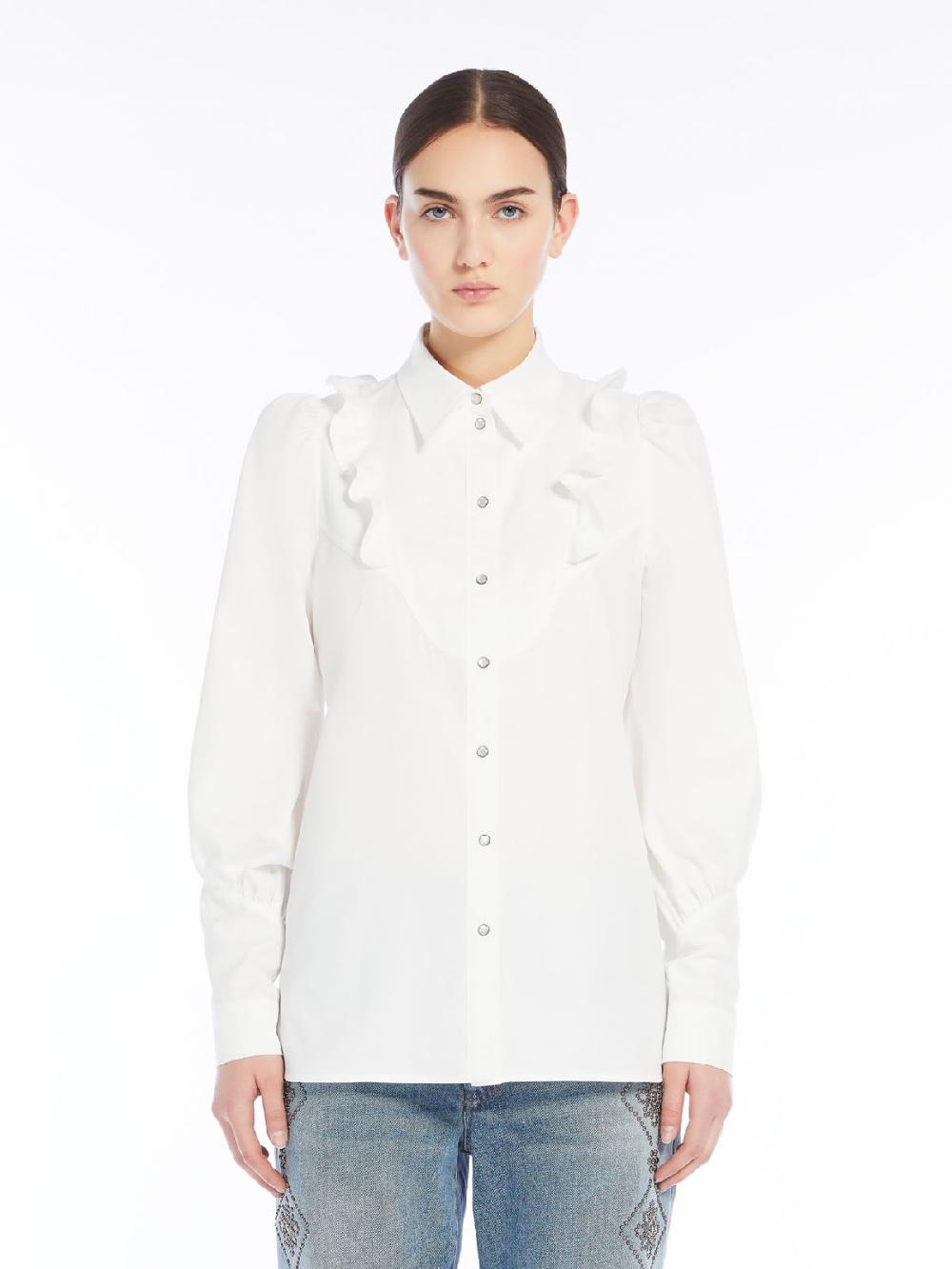 Weekend Camicia in twill di cotone con rouches Economico