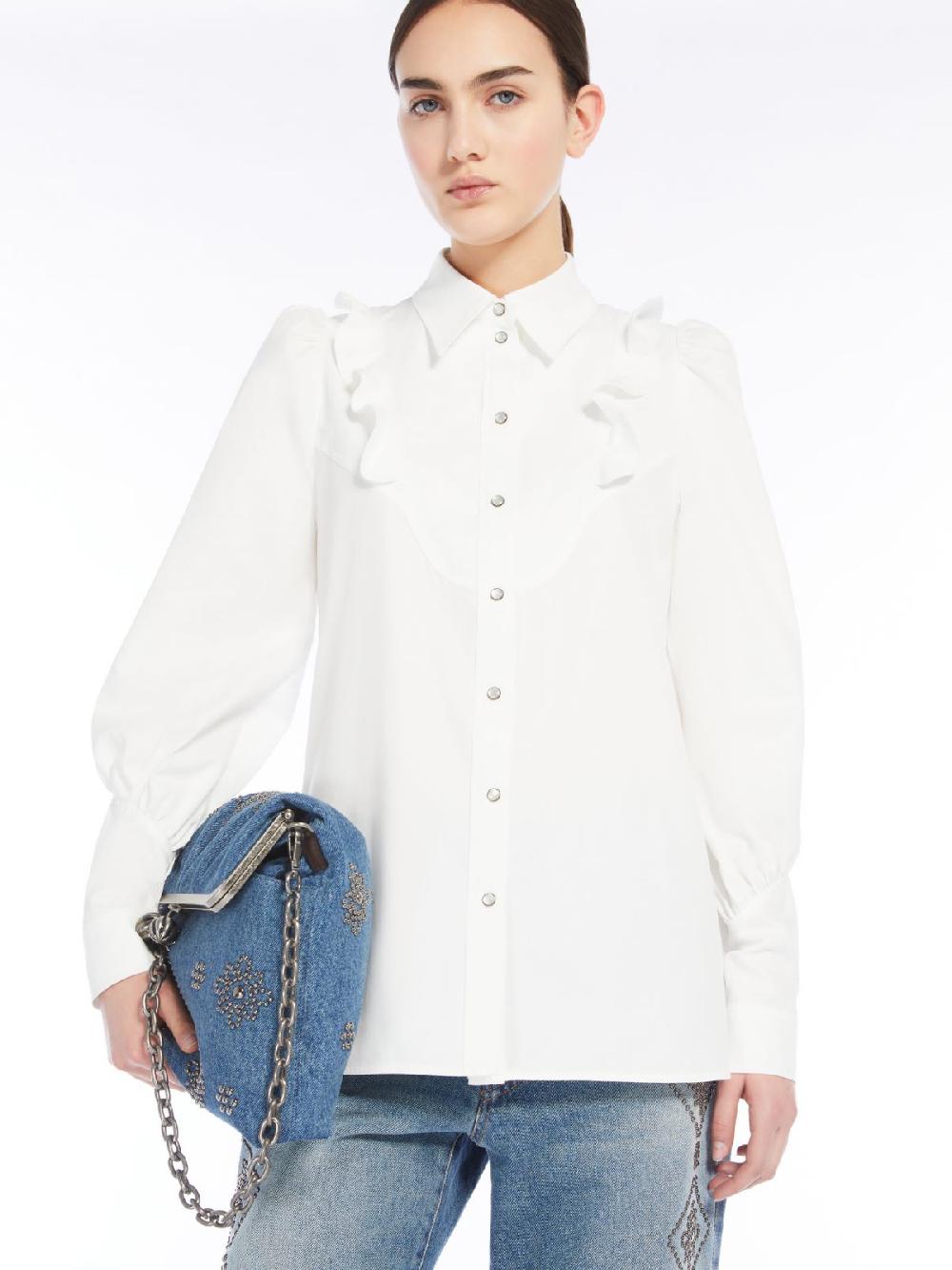 Weekend Camicia in twill di cotone con rouches Economico