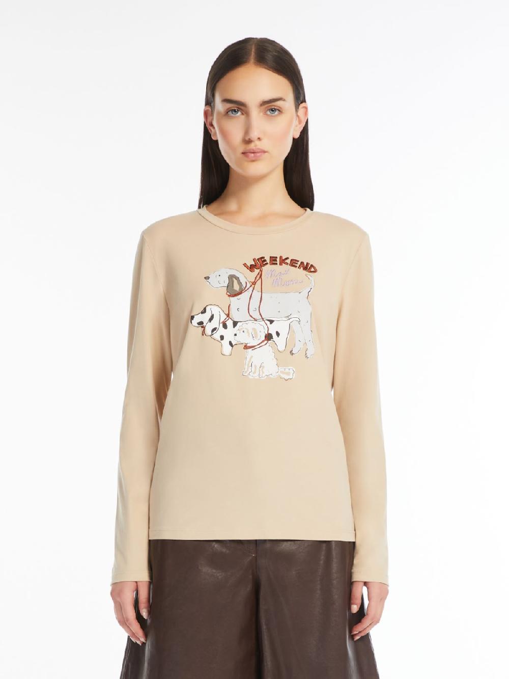 Weekend T-shirt in cotone con stampa e ricami Vendite Flash