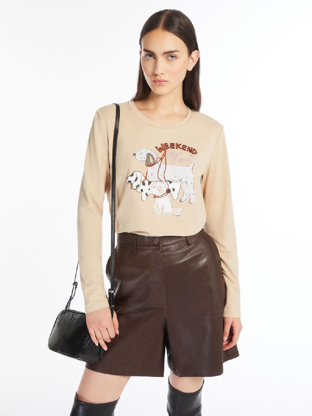 Weekend T-shirt in cotone con stampa e ricami Vendite Flash