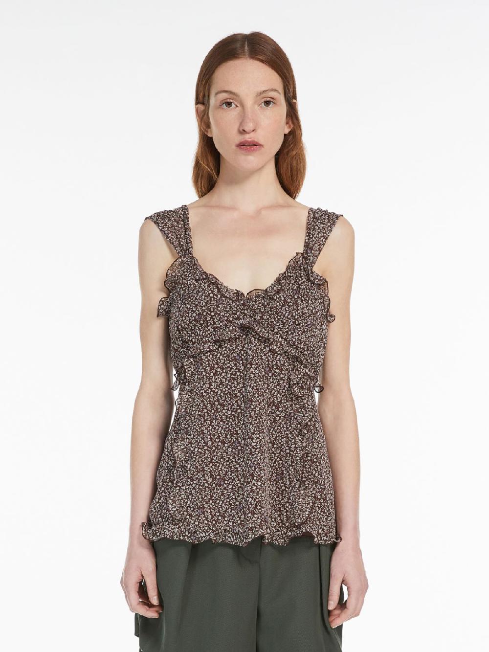 Weekend Top in georgette di seta stampata Negozio