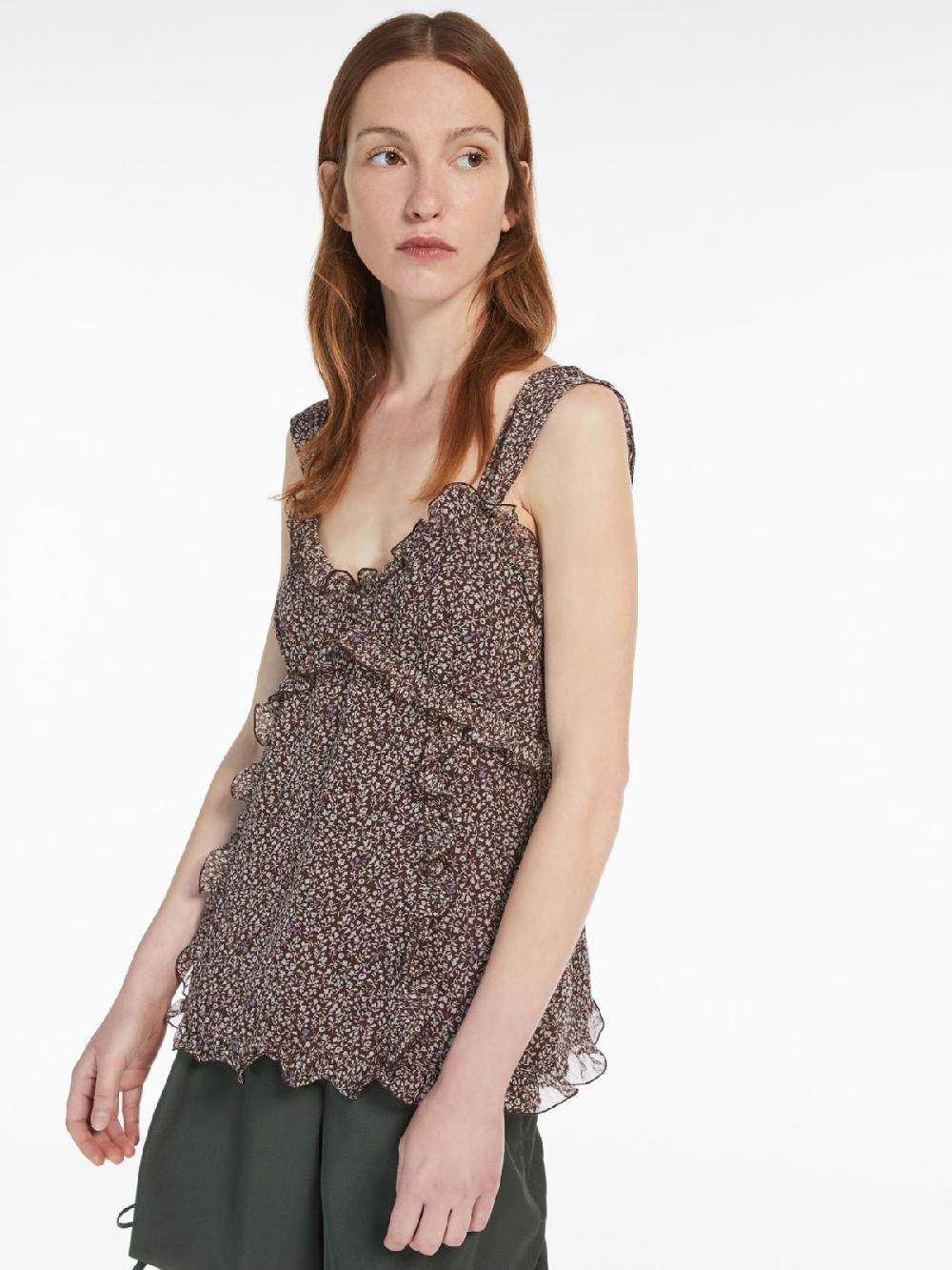 Weekend Top in georgette di seta stampata Negozio