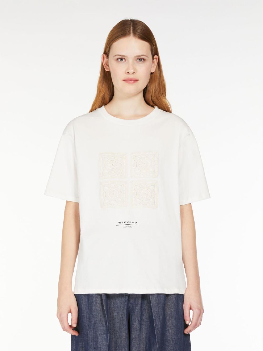 Weekend T-shirt in cotone con lettering ricamato Vendita