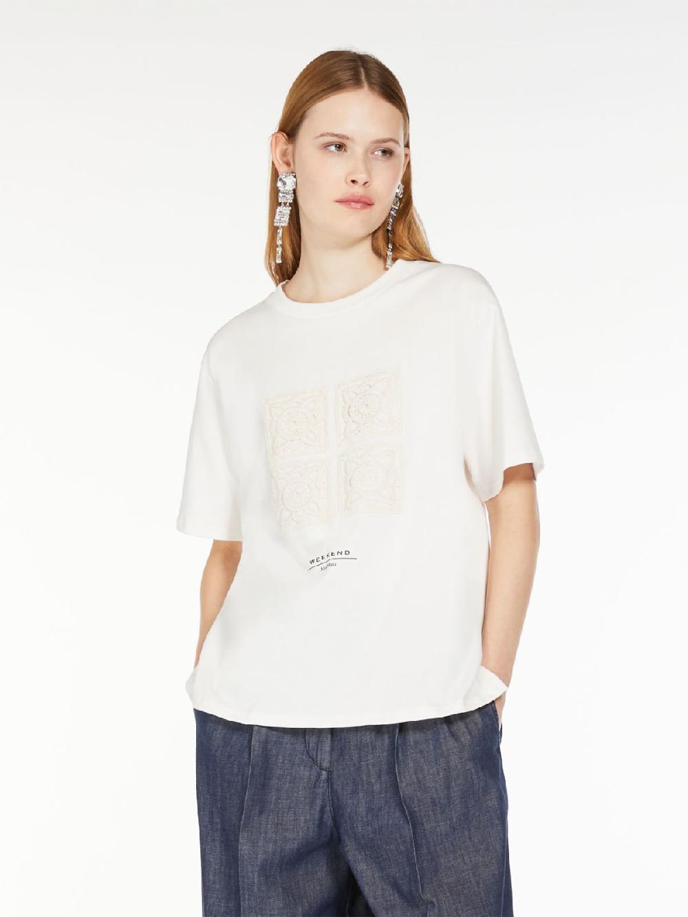 Weekend T-shirt in cotone con lettering ricamato Vendita