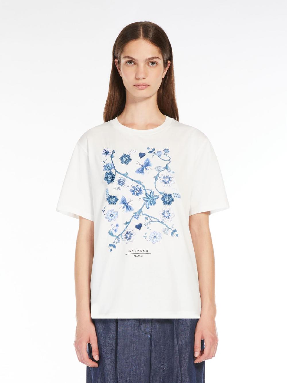 Weekend T-shirt in cotone con lettering ricamato Promozione