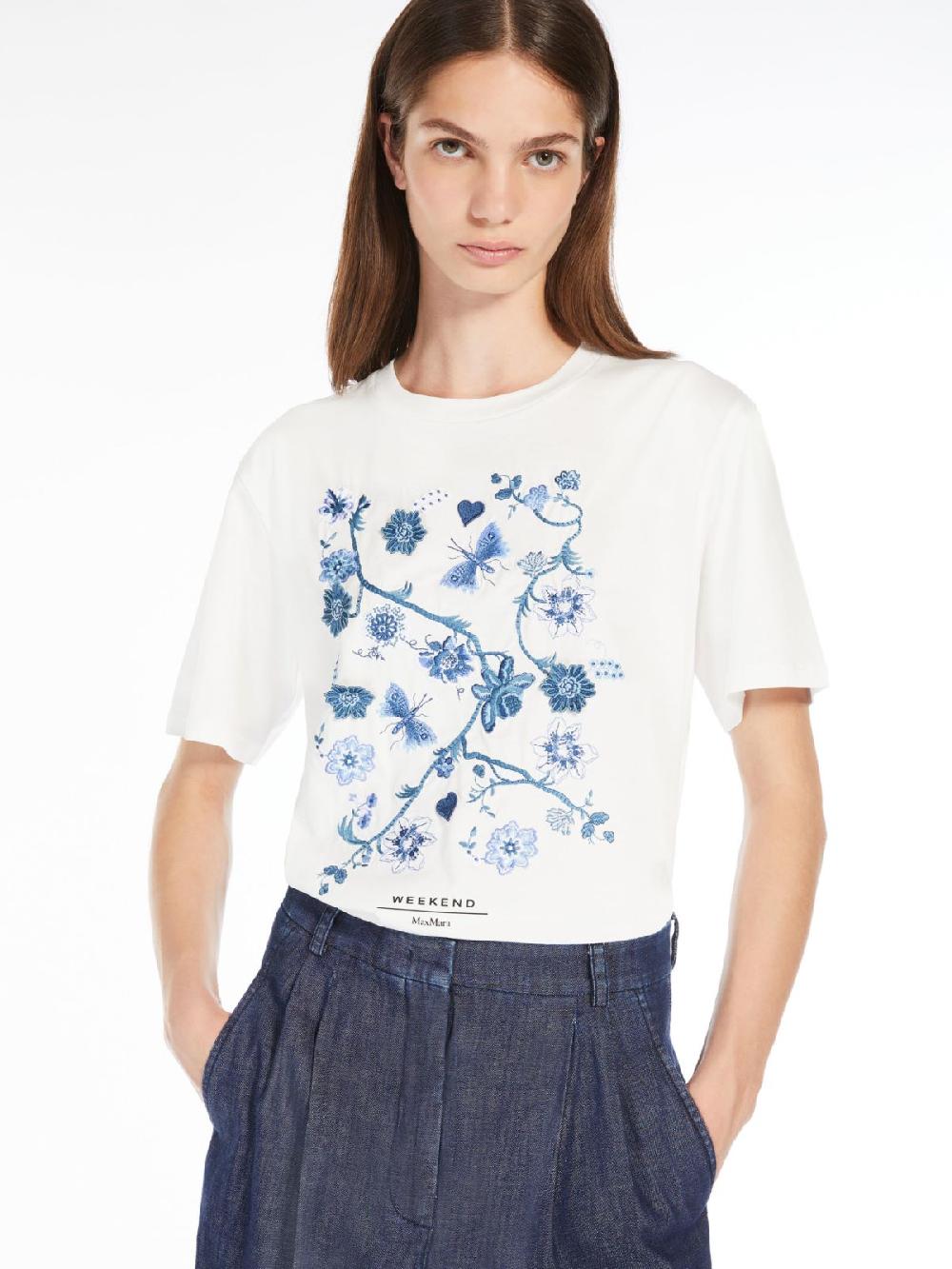 Weekend T-shirt in cotone con lettering ricamato Promozione