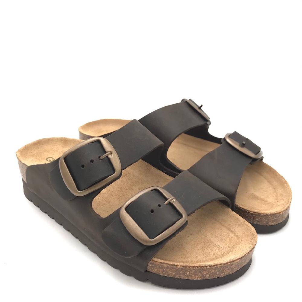 Zulian Calzature Ciabatta Hola doppia fibbia moro Nuovo