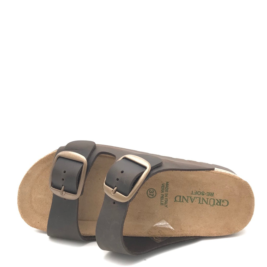 Zulian Calzature Ciabatta Hola doppia fibbia moro Nuovo