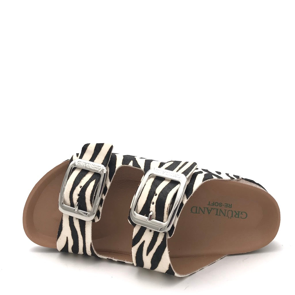 Zulian Calzature Ciabatta Enny doppia fibbia cavallino zebrato Promozione Limitata