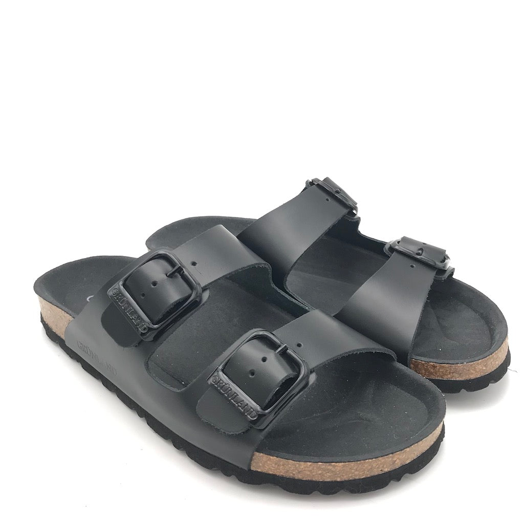 Zulian Calzature Ciabatta Sara doppia fibbia pelle nera Pezzi Unici