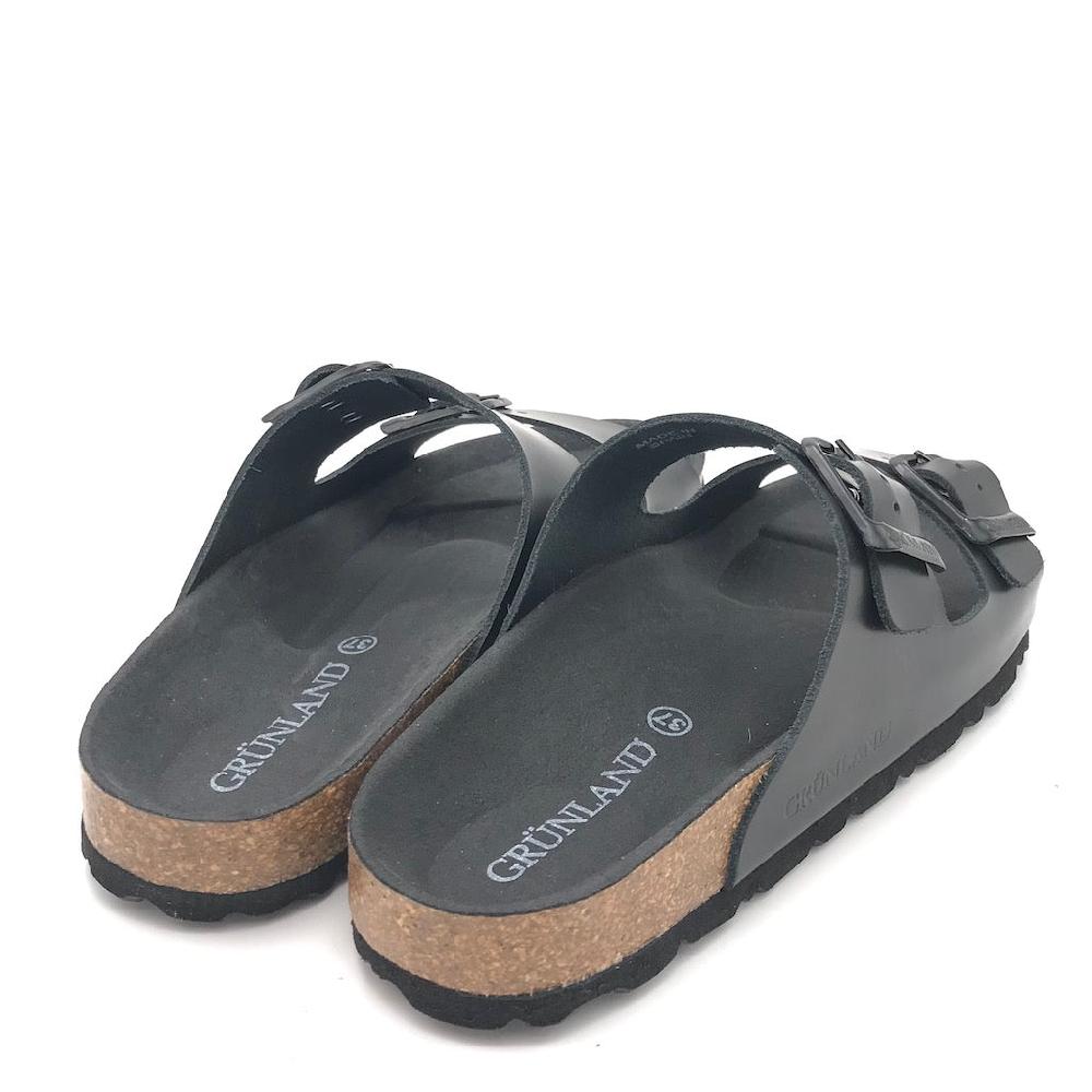 Zulian Calzature Ciabatta Sara doppia fibbia pelle nera Pezzi Unici