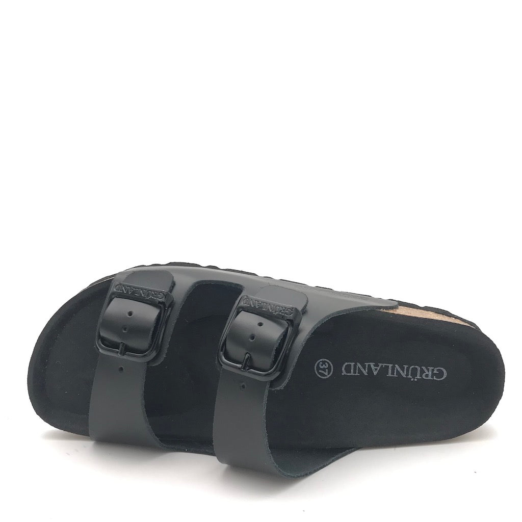 Zulian Calzature Ciabatta Sara doppia fibbia pelle nera Pezzi Unici