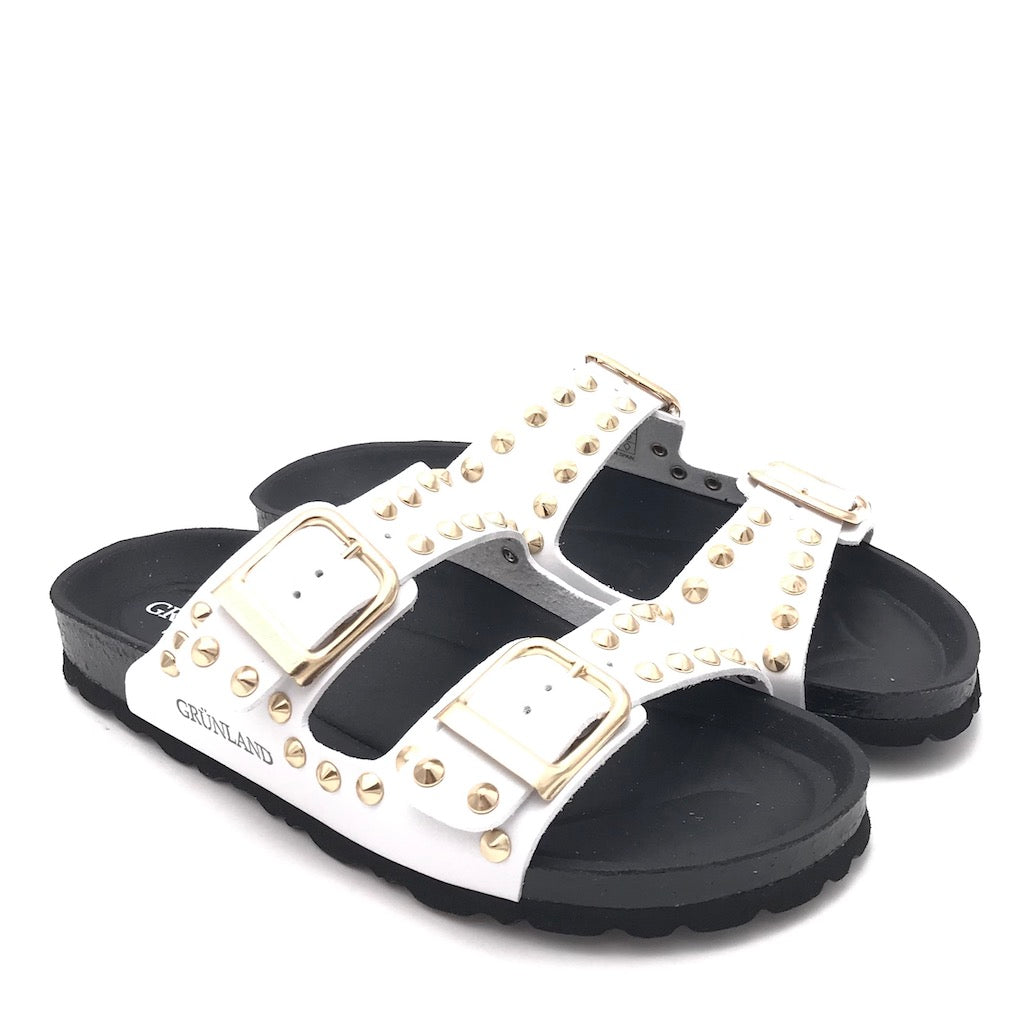 Zulian Calzature Ciabatta Sara doppia fibbia bianca borchie Promozione Limitata