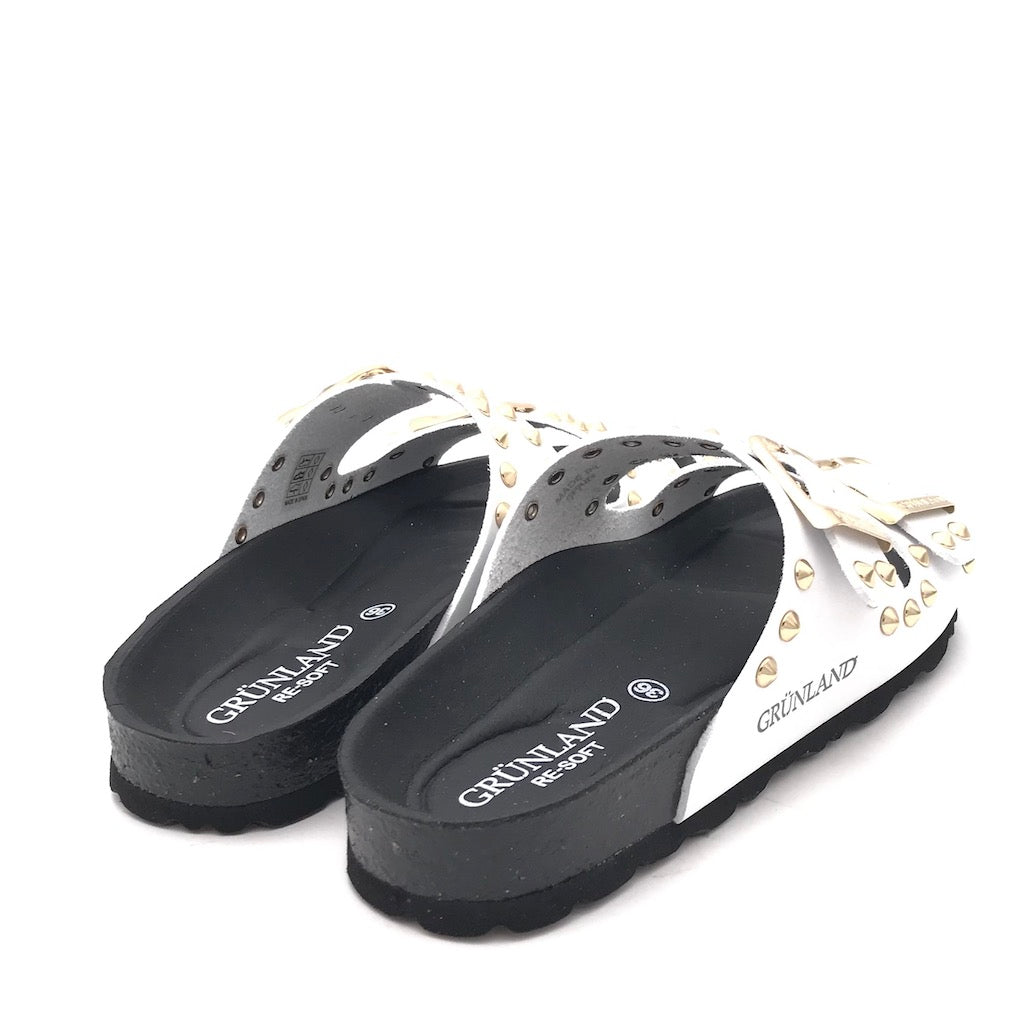Zulian Calzature Ciabatta Sara doppia fibbia bianca borchie Promozione Limitata