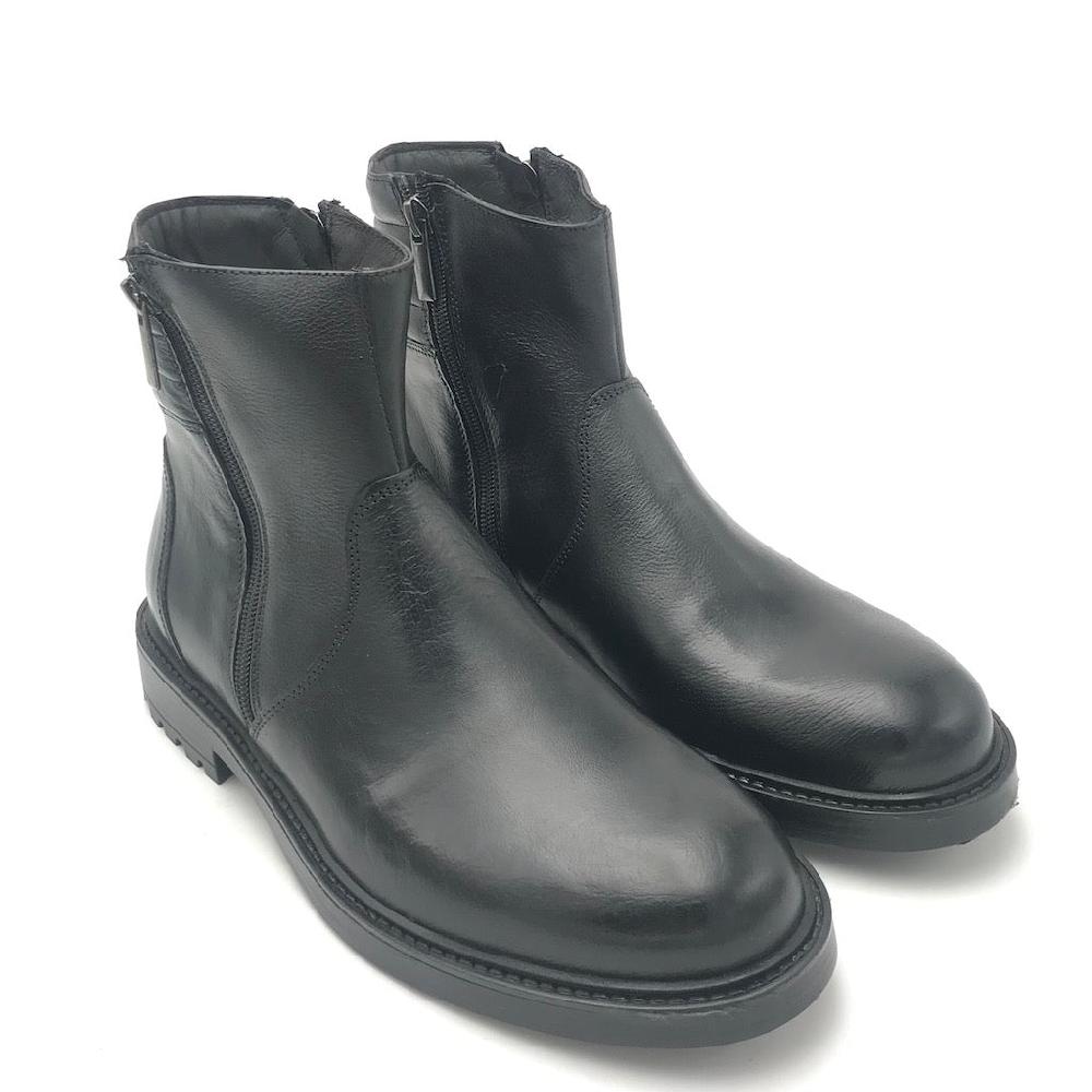 Zulian Calzature Stivaletto in pelle nera Saldi Di Fabbrica