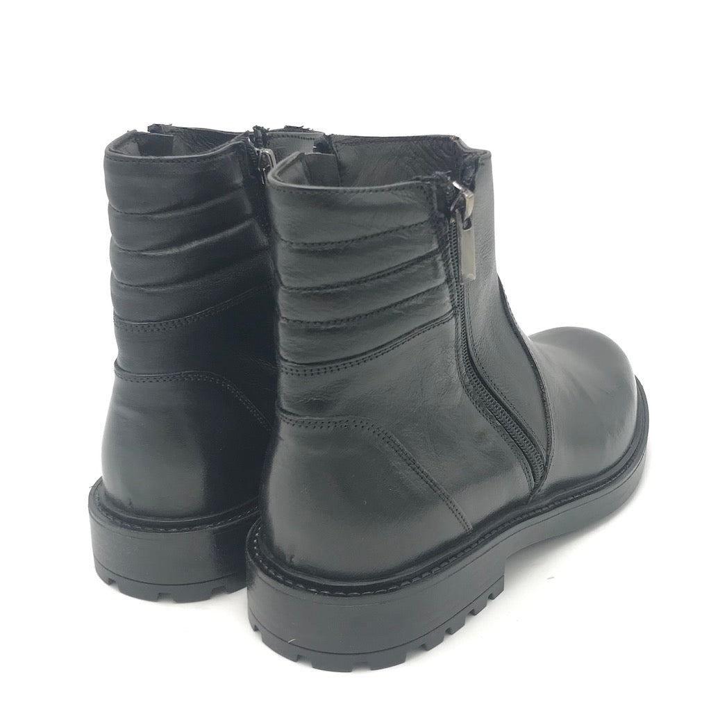 Zulian Calzature Stivaletto in pelle nera Saldi Di Fabbrica